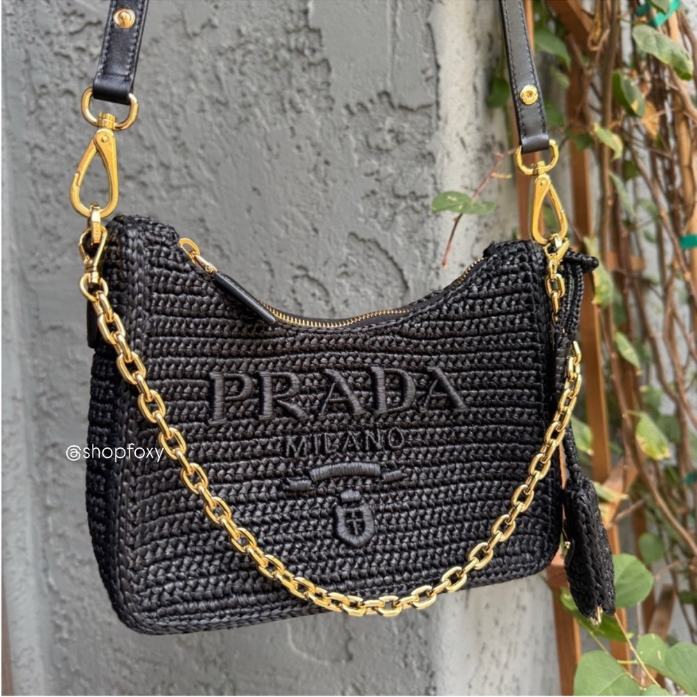 Prada Re-Edition Mini Crochet Raffia Crossbody Bag